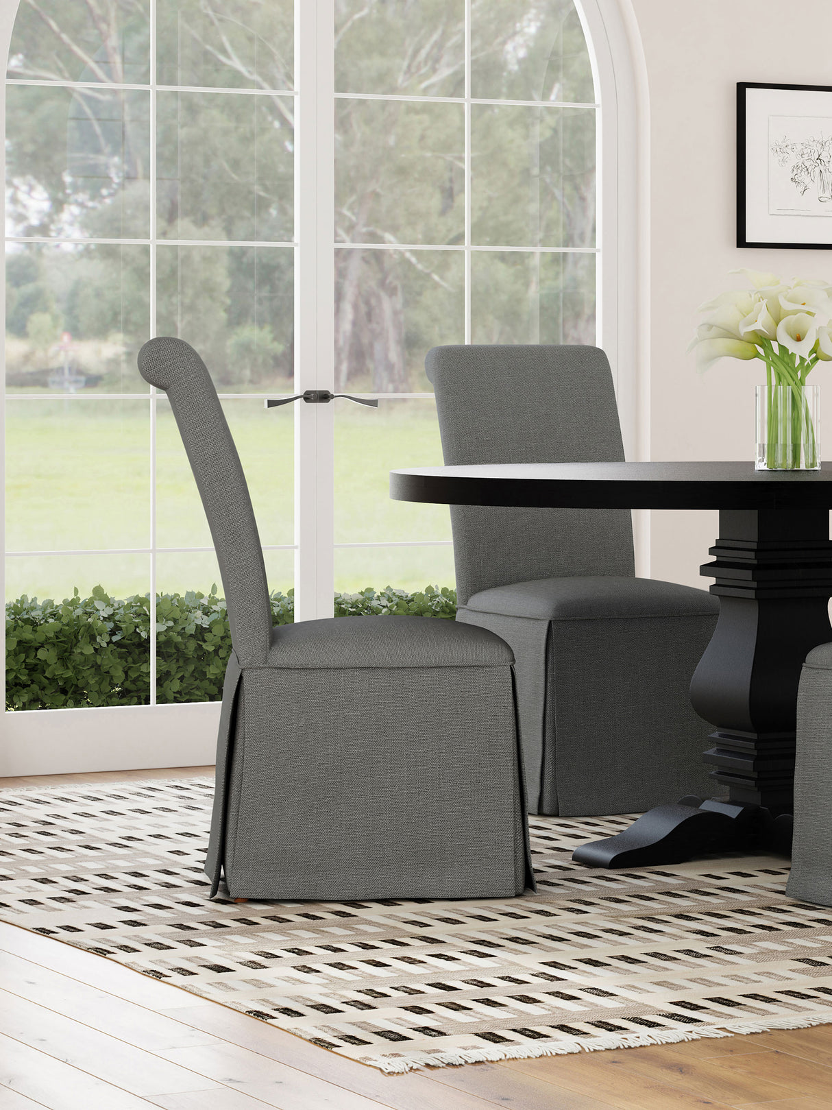 Shawna Upholstered Skirted Dining Chair Light Grey (Set of 2) -  Coaster Furniture