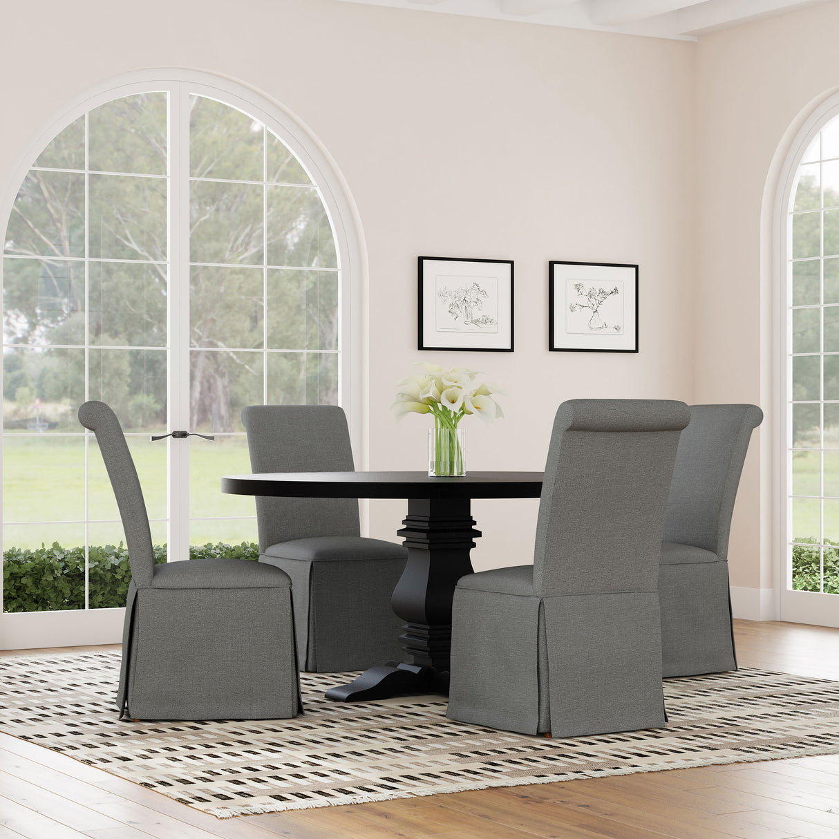Shawna Upholstered Skirted Dining Chair Light Grey (Set of 2) -  Coaster Furniture