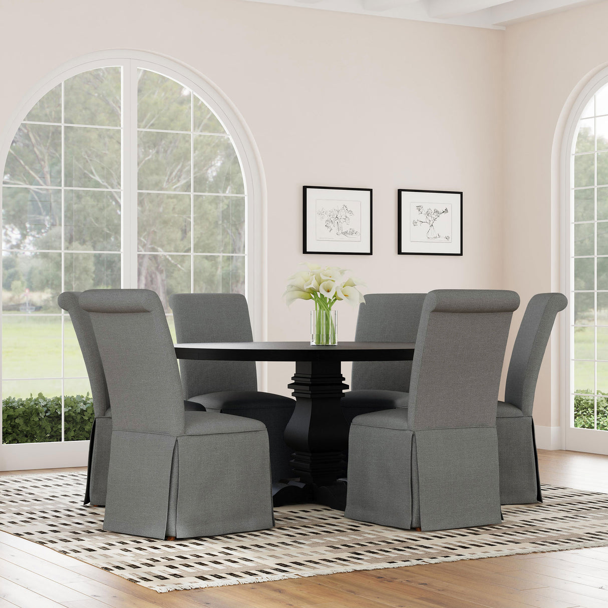 Shawna Upholstered Skirted Dining Chair Light Grey (Set of 2) -  Coaster Furniture