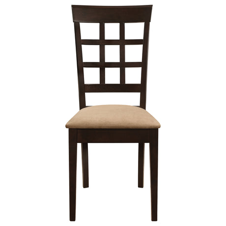 Side Chair - Gabriel Lattice Back Side Chairs Cappuccino and Tan (Set of 2)