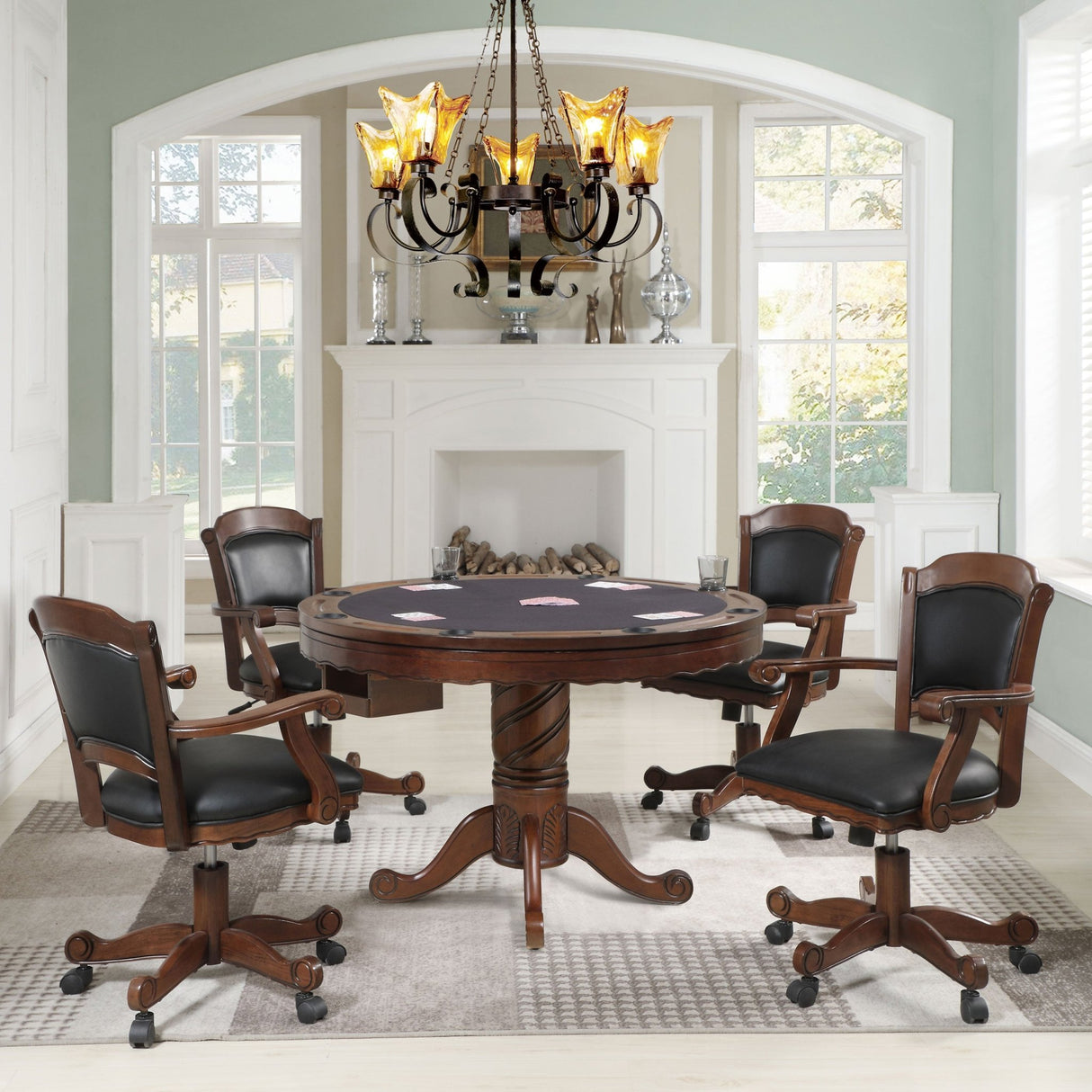 Turk 5 - piece Game Table Set Tobacco and Black | Coaster | Home Elegance USA