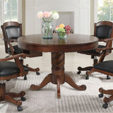 Game Table - Turk 3-in-1 Round Pedestal Game Table Tobacco