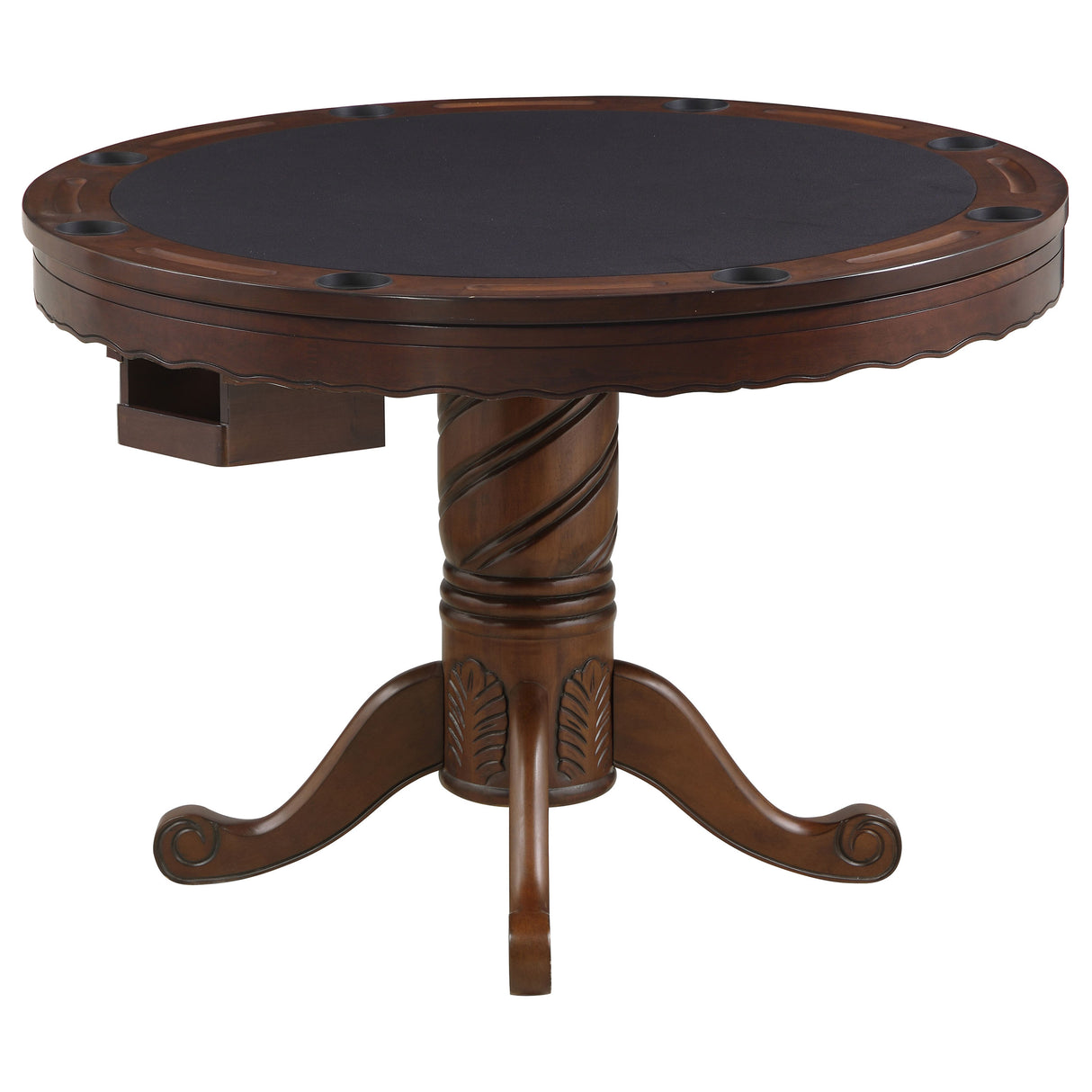 Game Table - Turk 3-in-1 Round Pedestal Game Table Tobacco