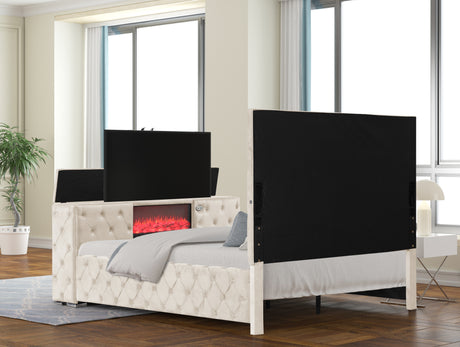 Encore Modern Style Tufted and Upholstered Queen 5PC Bedroom set made with wood in Beige(NJ Inventory) - sold by Home Elegance USA