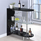 Home Bar - Adolfo 3-tier Bar Table Glossy Black and Clear