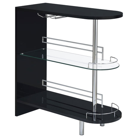 Home Bar - Adolfo 3-tier Bar Table Glossy Black and Clear