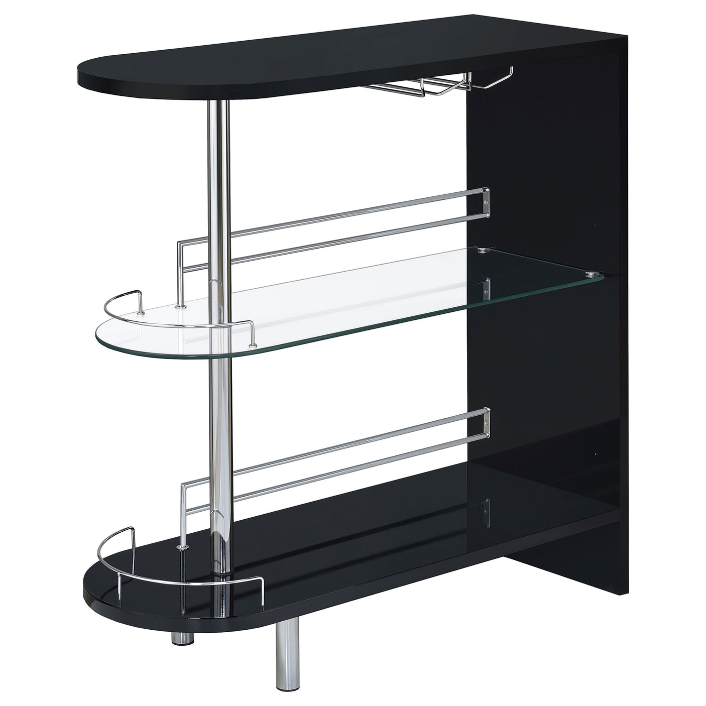 Home Bar - Adolfo 3-tier Bar Table Glossy Black and Clear