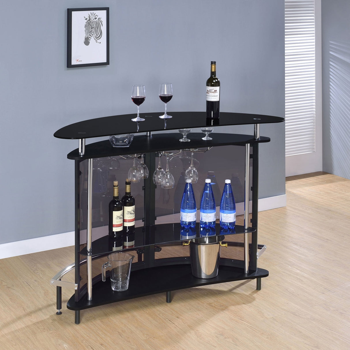 Amarillo 2 - tier Bar Unit Black and Chrome | Coaster - 101065 - Home Elegance USA - 3