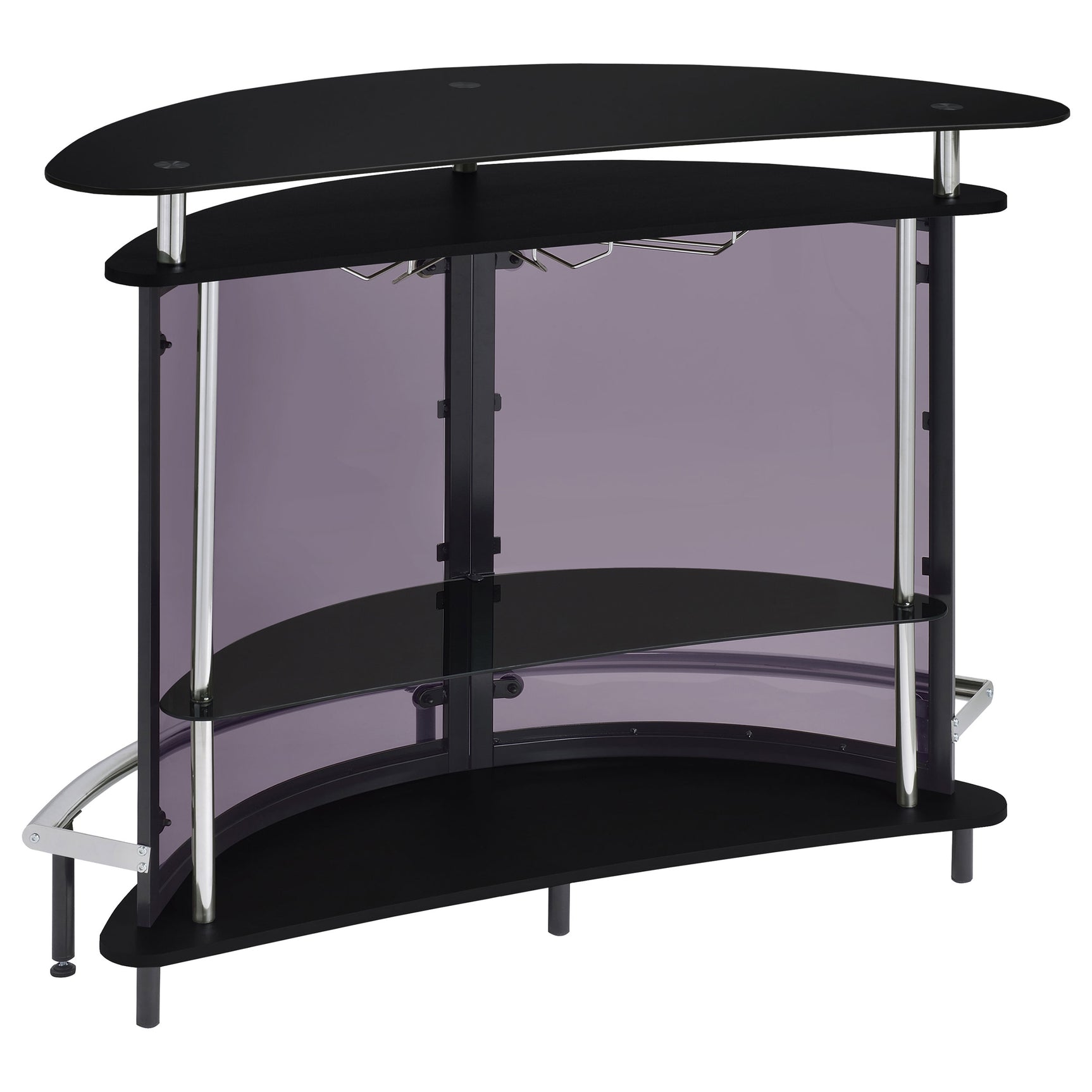 Home Bar - Amarillo 2-tier Bar Unit Black and Chrome