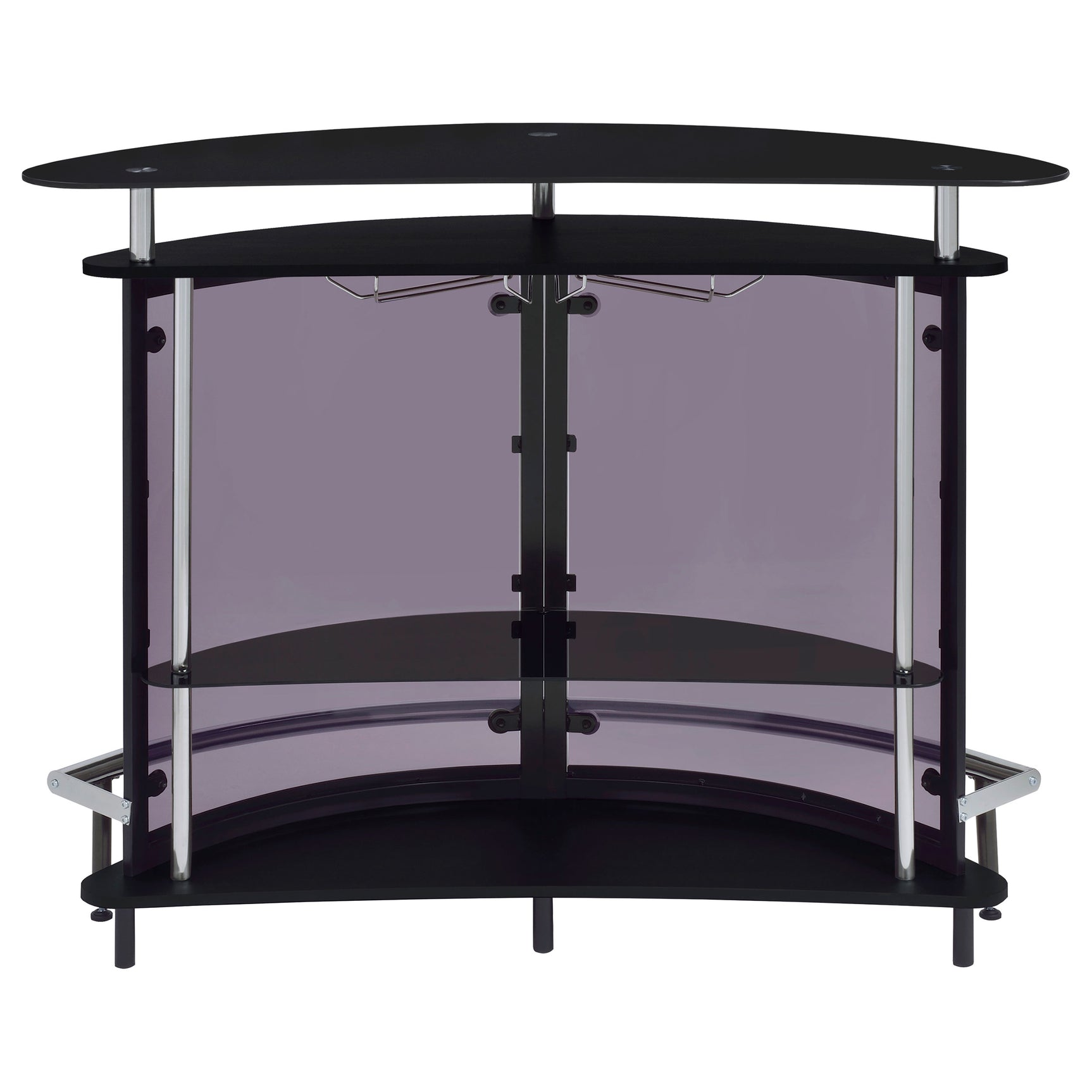 Home Bar - Amarillo 2-tier Bar Unit Black and Chrome