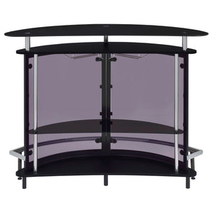 Home Bar - Amarillo 2-tier Bar Unit Black and Chrome