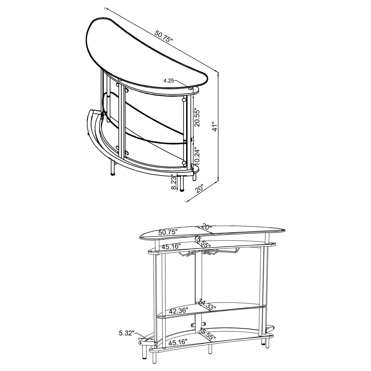 Amarillo 2 - tier Bar Unit Black and Chrome | Coaster - 101065 - Home Elegance USA - 12