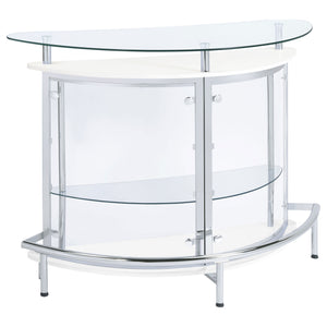 Home Bar - Amarillo 2-tier Bar Unit White and Chrome