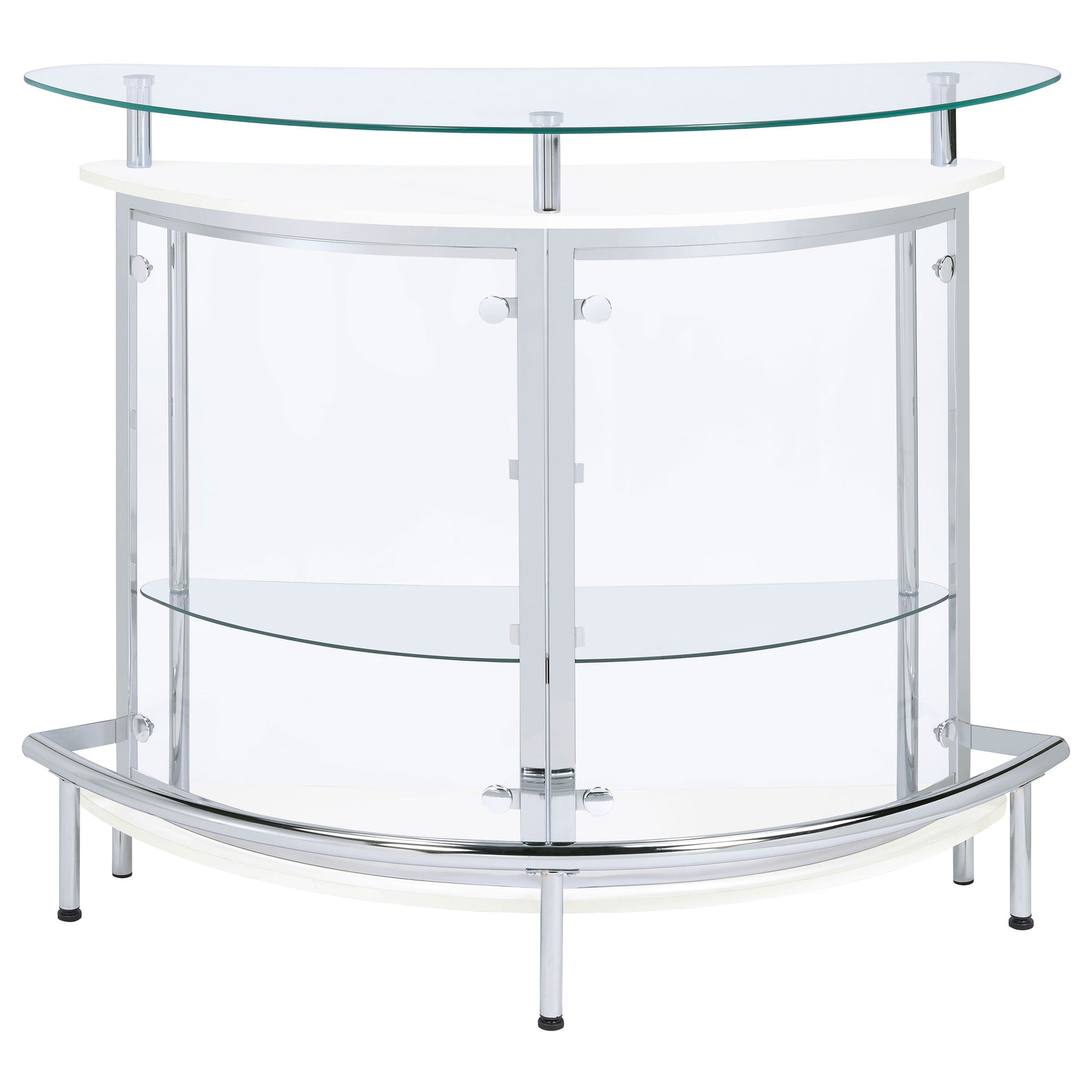 Home Bar - Amarillo 2-tier Bar Unit White and Chrome