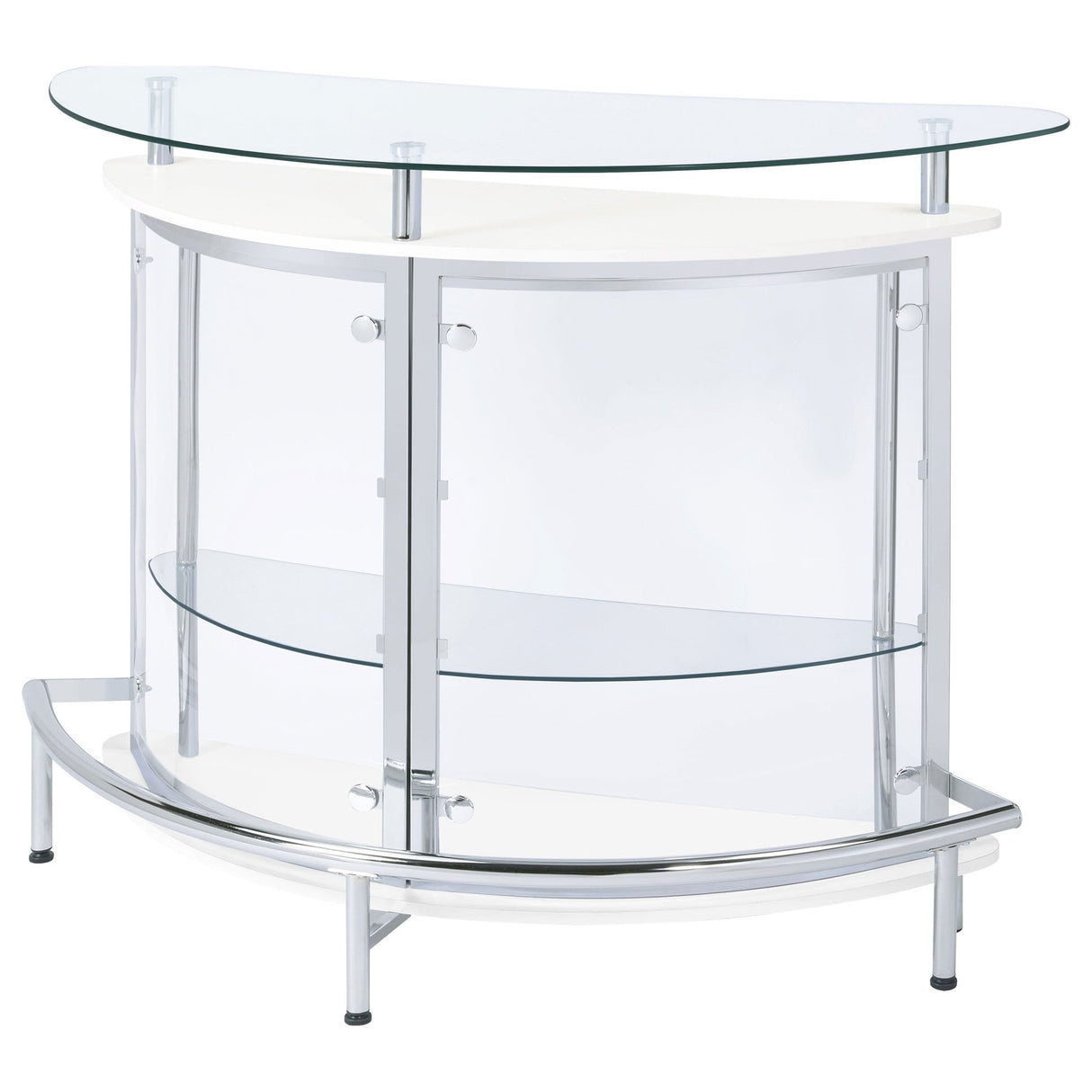 Amarillo 2 - tier Bar Unit White and Chrome | Coaster | Home Elegance USA