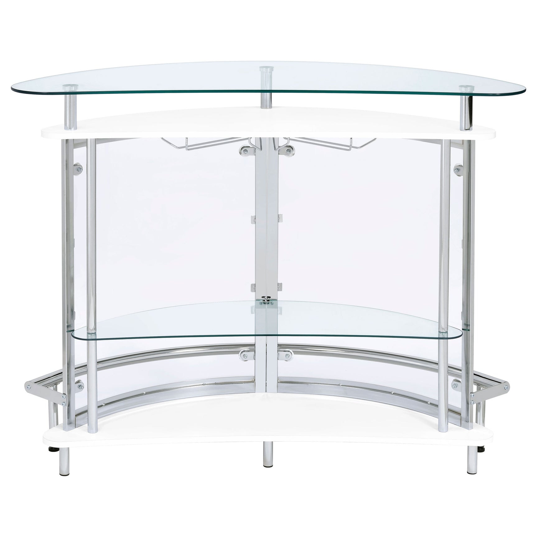 Home Bar - Amarillo 2-tier Bar Unit White and Chrome