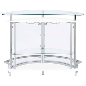 Home Bar - Amarillo 2-tier Bar Unit White and Chrome