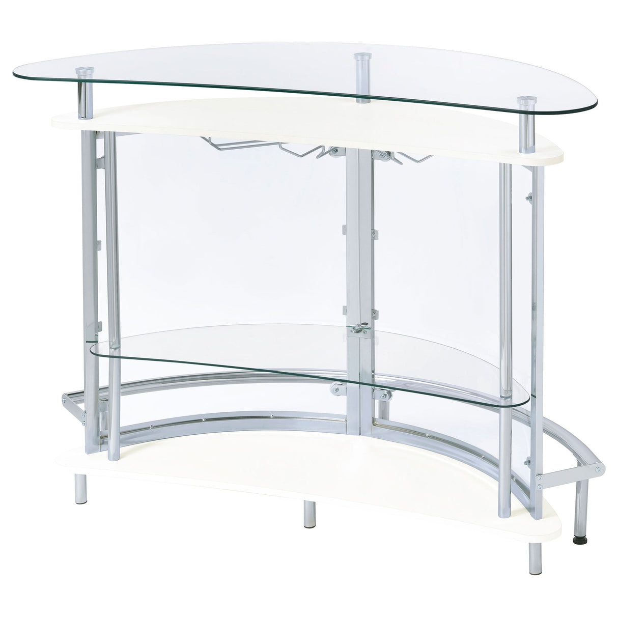 Amarillo 2 - tier Bar Unit White and Chrome | Coaster | Home Elegance USA