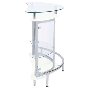 Home Bar - Amarillo 2-tier Bar Unit White and Chrome