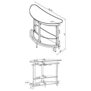 Home Bar - Amarillo 2-tier Bar Unit White and Chrome