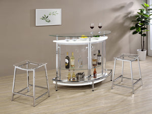 Home Bar - Amarillo 2-tier Bar Unit White and Chrome