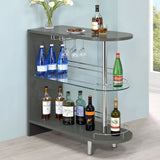 Adolfo 3 - tier Bar Table Glossy Grey and Clear | Coaster - 101073 - Home Elegance USA - 2