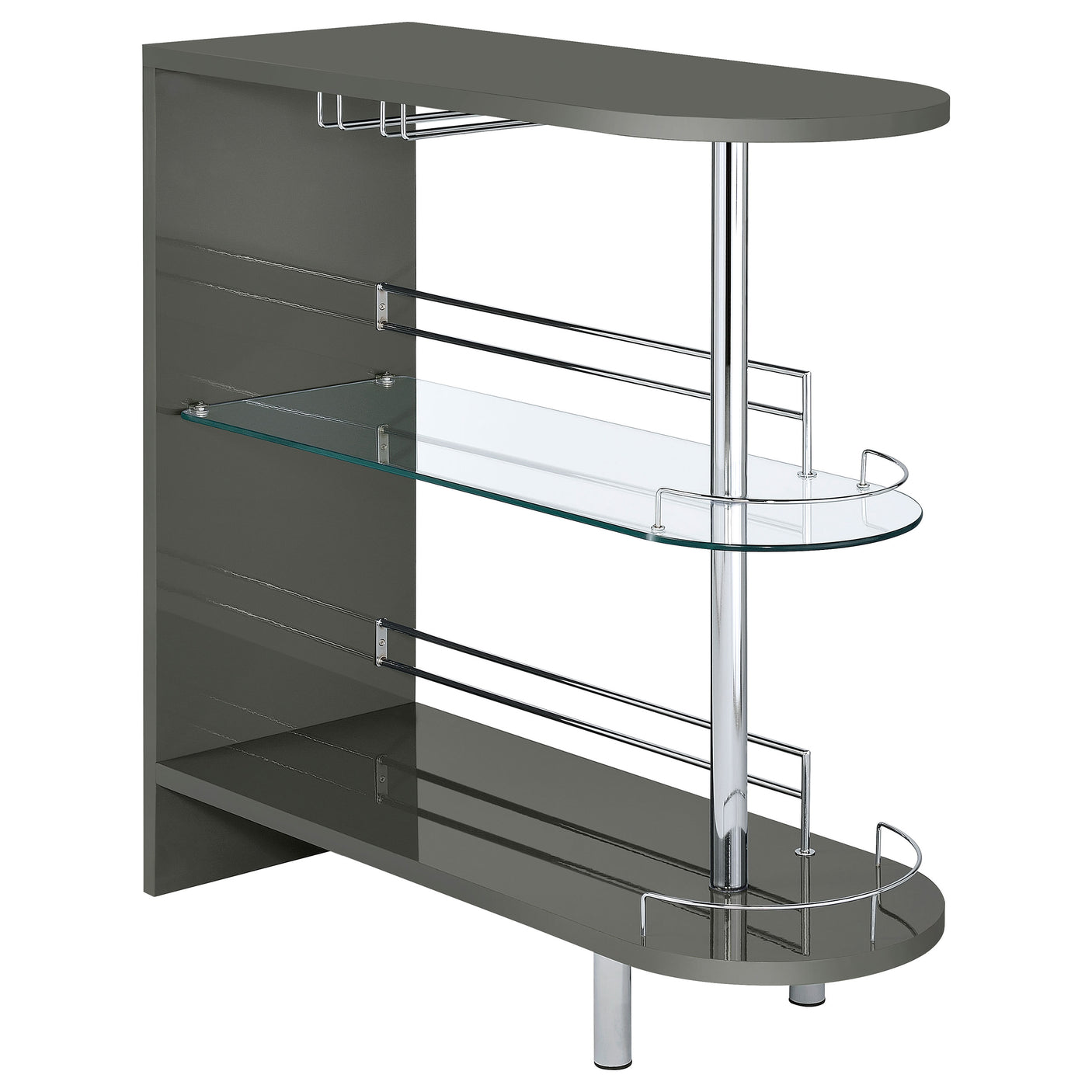 Home Bar - Adolfo 3-tier Bar Table Glossy Grey and Clear