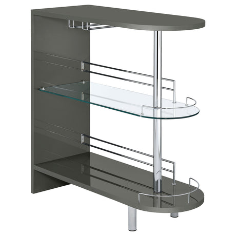 Home Bar - Adolfo 3-tier Bar Table Glossy Grey and Clear