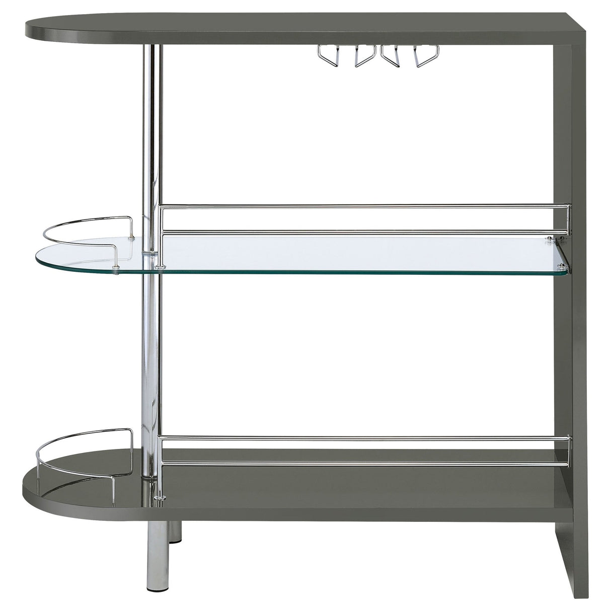 Adolfo 3 - tier Bar Table Glossy Grey and Clear | Coaster - 101073 - Home Elegance USA - 5