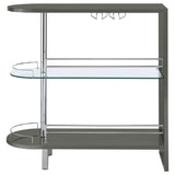 Adolfo 3 - tier Bar Table Glossy Grey and Clear | Coaster - 101073 - Home Elegance USA - 5