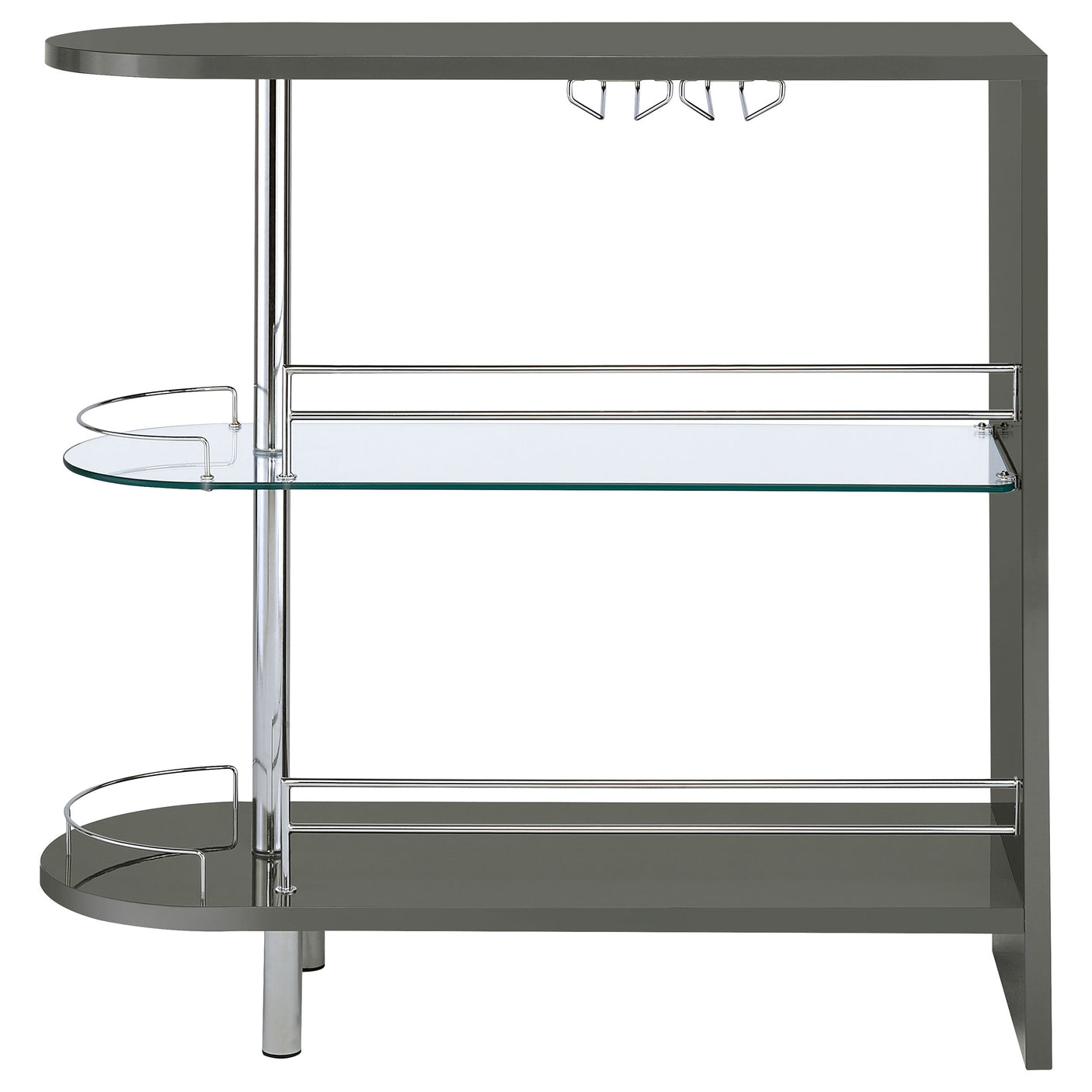 Home Bar - Adolfo 3-tier Bar Table Glossy Grey and Clear