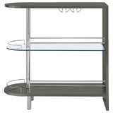 Home Bar - Adolfo 3-tier Bar Table Glossy Grey and Clear