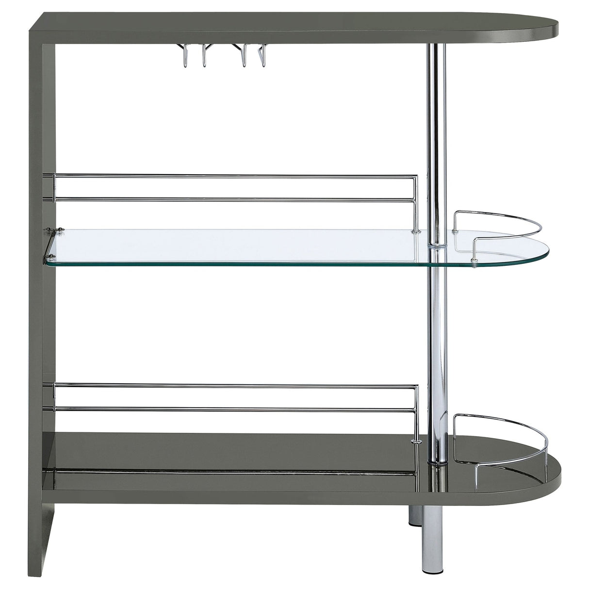 Adolfo 3 - tier Bar Table Glossy Grey and Clear | Coaster - 101073 - Home Elegance USA - 7