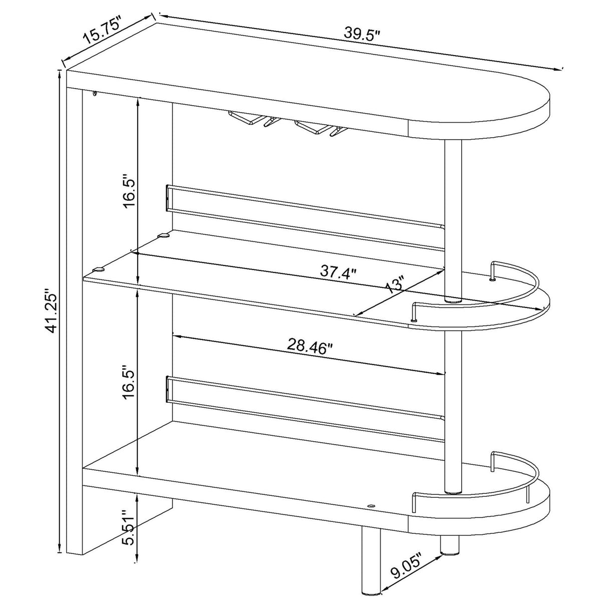 Adolfo 3 - tier Bar Table Glossy Grey and Clear | Coaster - 101073 - Home Elegance USA - 9