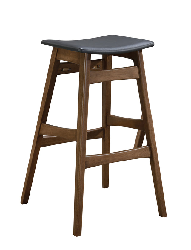 Bar Stool - Finnick Tapered Legs Bar Stools Dark Grey and Walnut (Set of 2)