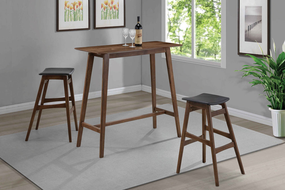 Bar Stool - Finnick Tapered Legs Bar Stools Dark Grey and Walnut (Set of 2)