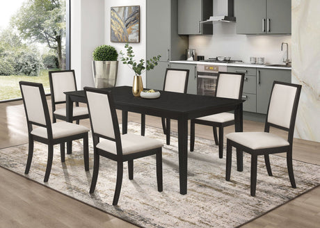 Louise 7 - piece Rectangular Dining Set Black and Cream | Coaster | Home Elegance USA