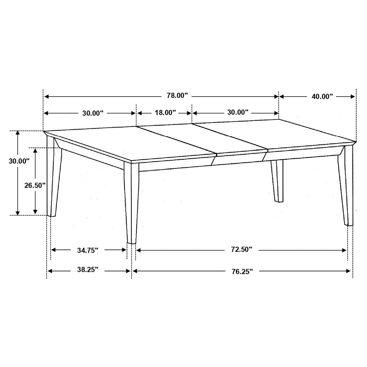 Dining Table - Louise Rectangular Dining Table with Extension Leaf Black