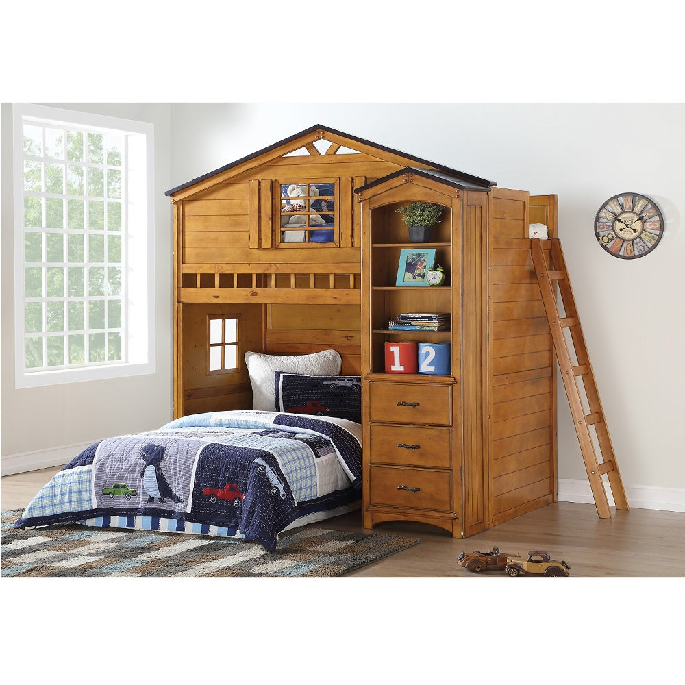 Acme - Tree House Twin Loft Bed 10160 Rustic Oak Finish