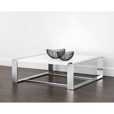 Dalton Coffee Table - Stainless Steel - High Gloss White | Sunpan - SUNPAN - 101646 - Home Elegance USA - 2