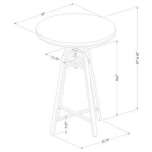 Adjustable Bar Table - Bartlett Adjustable Swivel Bar Table Brushed Nutmeg