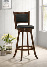 Broxton Upholstered Swivel Bar Stools Chestnut and Black (Set of 2) | Coaster | Home Elegance USA