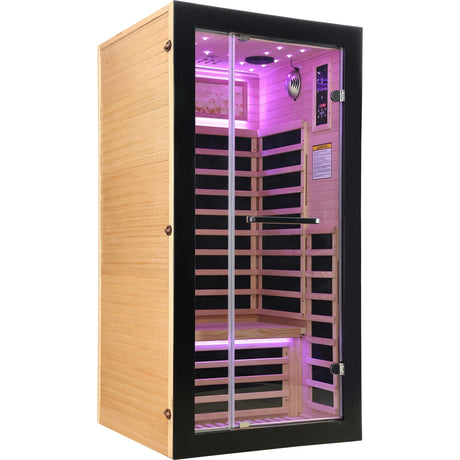 Single-Person Starlight Ceiling Far-Infrared Sauna Room – Hemlock Wood - sold by Home Elegance USA