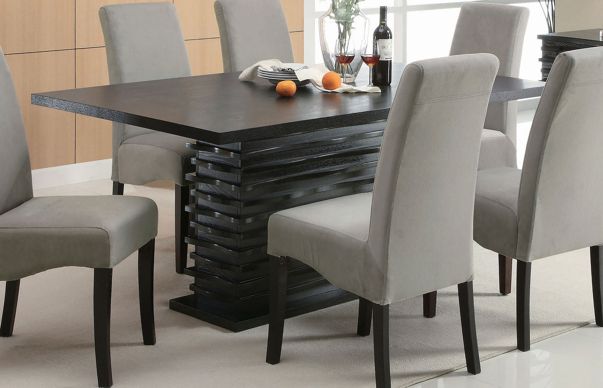 Dining Table - Stanton Rectangle Pedestal Dining Table Black