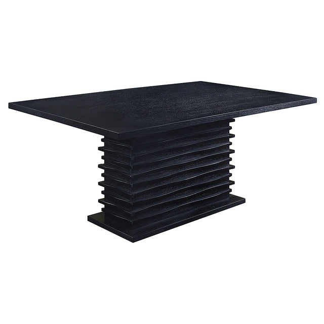 Dining Table - Stanton Rectangle Pedestal Dining Table Black