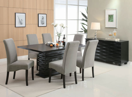 Dining Table - Stanton Rectangle Pedestal Dining Table Black