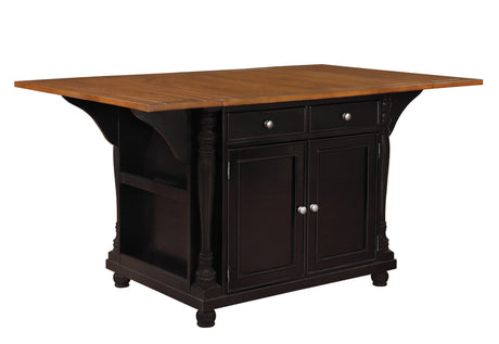 Kitchen Island - Slater 2-drawer Kitchen Island with Drop Leaves Brown and Black