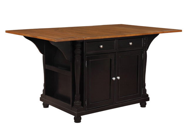 Kitchen Island - Slater 2-drawer Kitchen Island with Drop Leaves Brown and Black