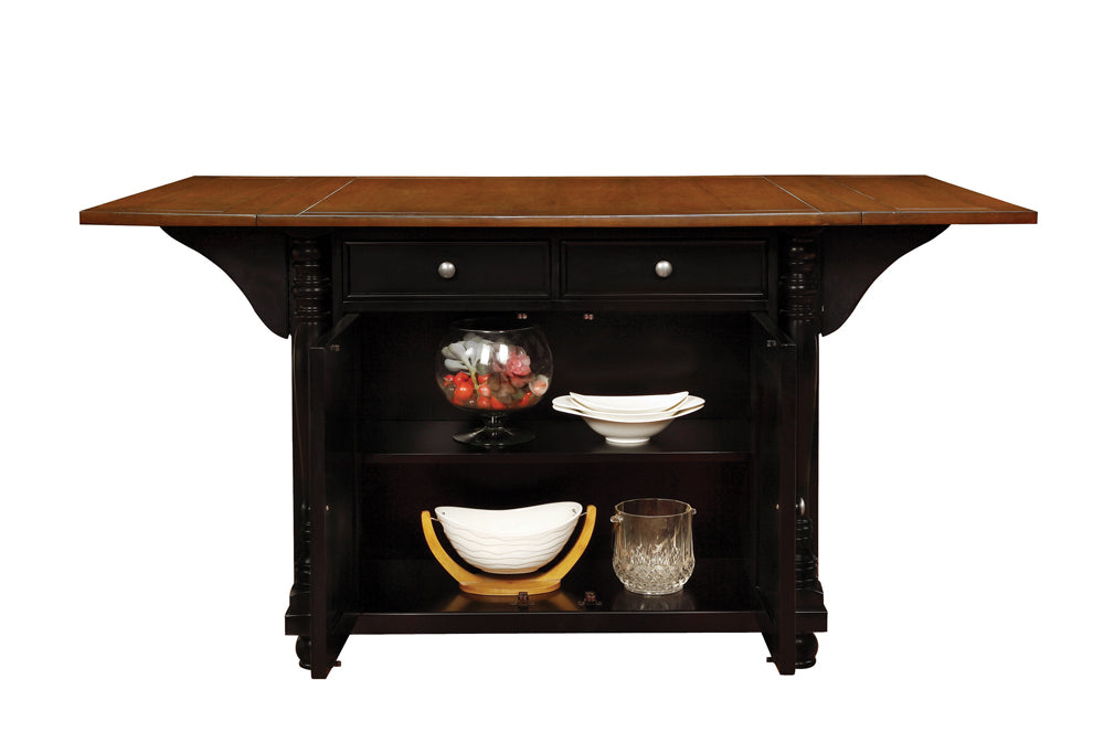 Kitchen Island - Slater 2-drawer Kitchen Island with Drop Leaves Brown and Black