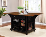 Kitchen Island - Slater 2-drawer Kitchen Island with Drop Leaves Brown and Black